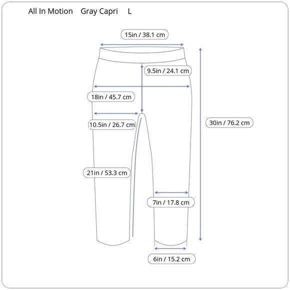 All In Motion Gray Grey High Rise Capri Leggings Exercise Large L - Picture 13 of 14
